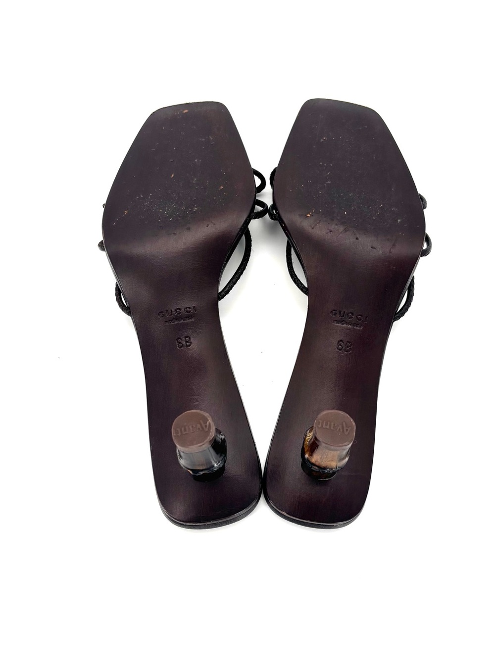 Vintage Gucci Tom Ford Bamboo Heel Slip On Mules Sandals 6 - Picture 7 of 8